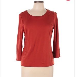 Talbots soft Crew neckline 3/4 Sleeve Orange Solid